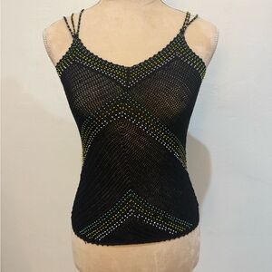 Y2K vintage knit beaded tank top